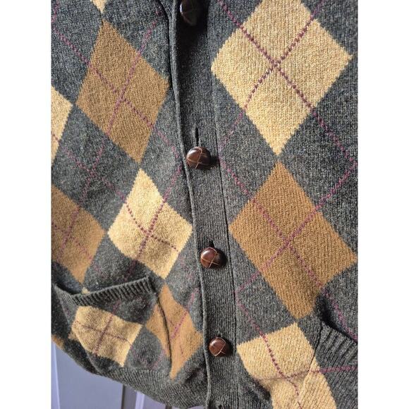 Vintage L.L. Bean argyle‎ wool cardigan sweater mens size large unisex HTF! - Picture 5 of 7